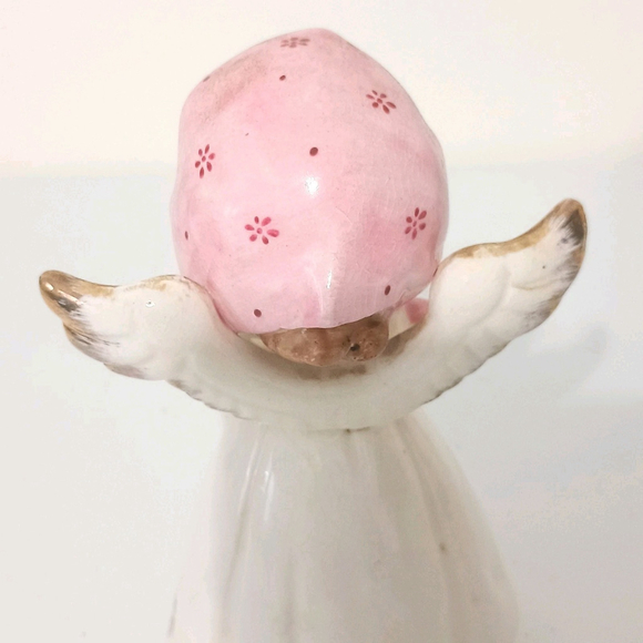 Vintage 1950s Japan Snowflake Angel Figurine Pink Hat Gold Shoes - Picture 6 of 9